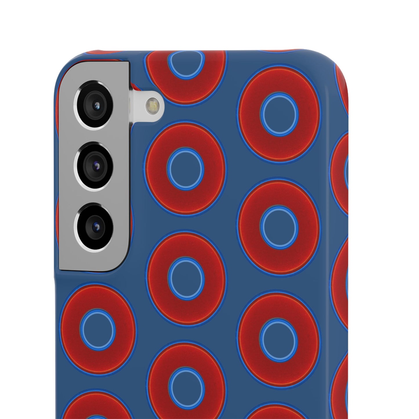 Lumpy Donut Snap Case - red vivid donut print w/light navy blue background