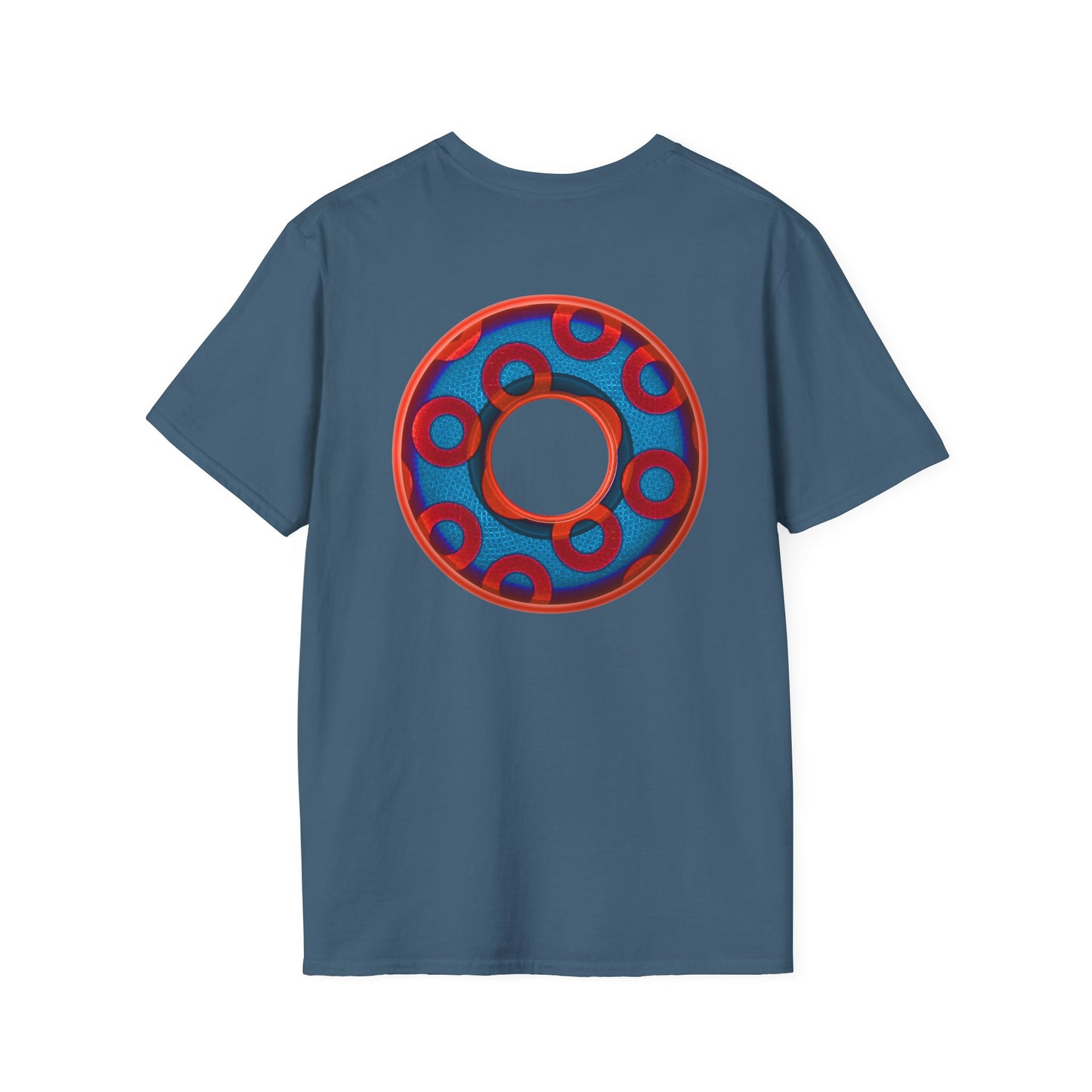 Plain Donuts/Unisex Soft-Style - "Plain Rustic Paradoxical Donuts" - red/light royal blue donuts
