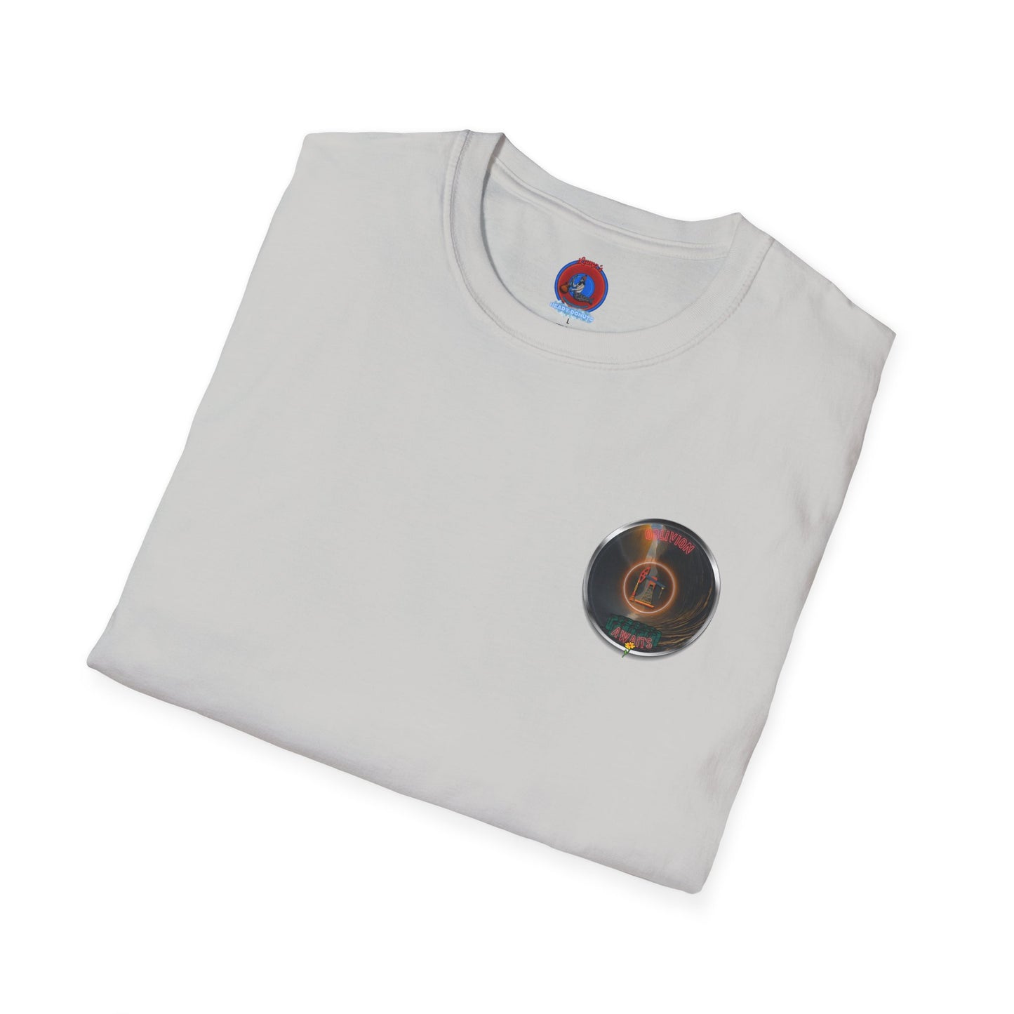 Classic Donut Tee - Unisex Soft-Style - "Donut Splashed in Oil" - picture donut [*charitable donut]