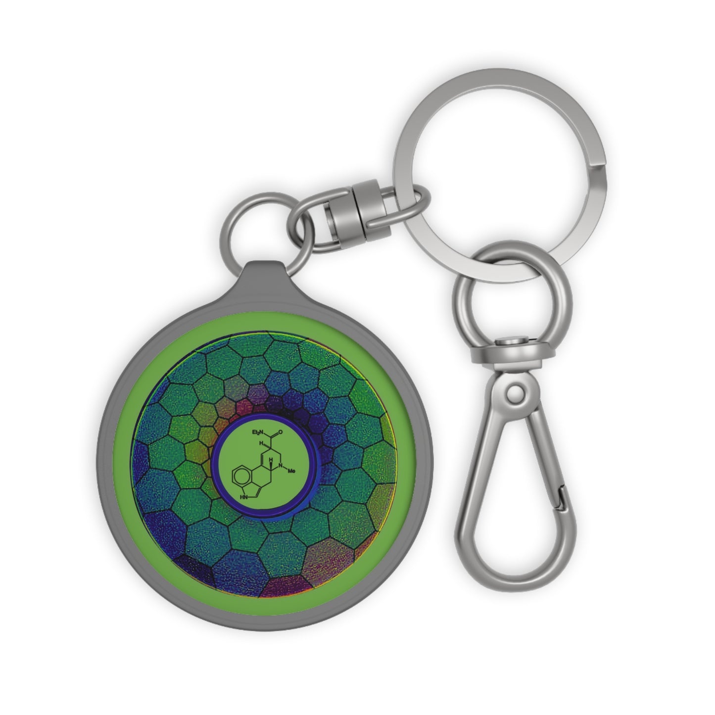 Lumpy Donut Keychain - "Dr. Albert Hoffman's Donut " - series 1.0 - variant 2 - green hexadonut