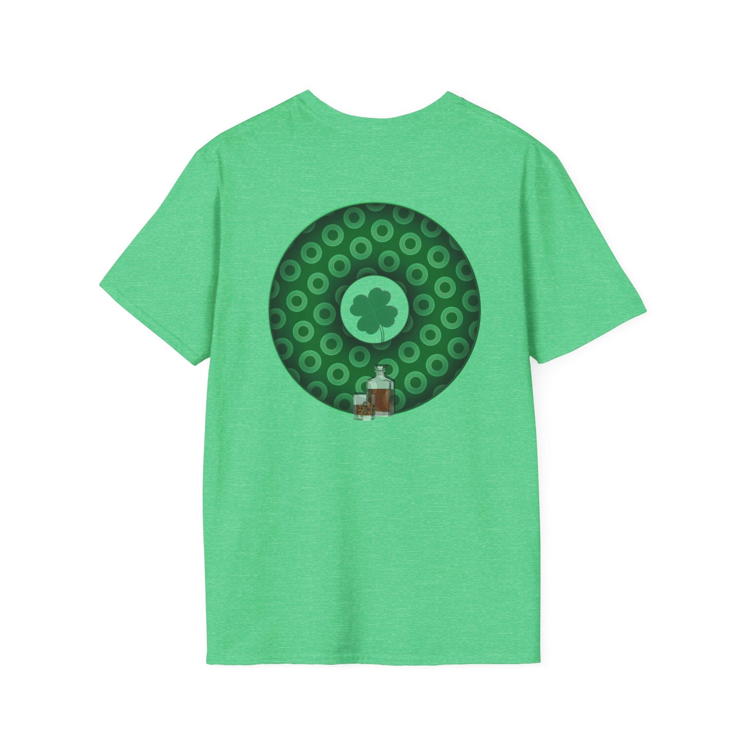 Classic Donut Tee - Unisex Soft-Style - "Patron Saint of Donuts" - St. Patrick's Day Donut - w/whiskey - holiday edition - variant 2