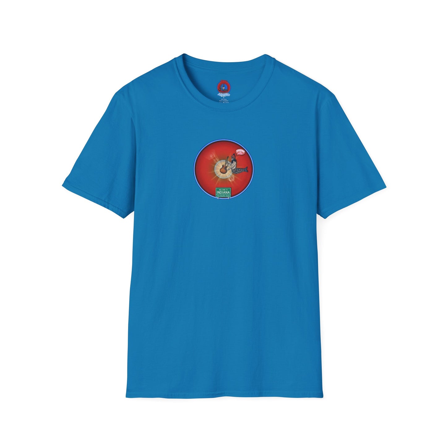 Classic Donut Tee - Unisex Soft-Style - "Indiana is for Boofers" - vivid red/blue plumpy donut - variant 1 - w/toppings