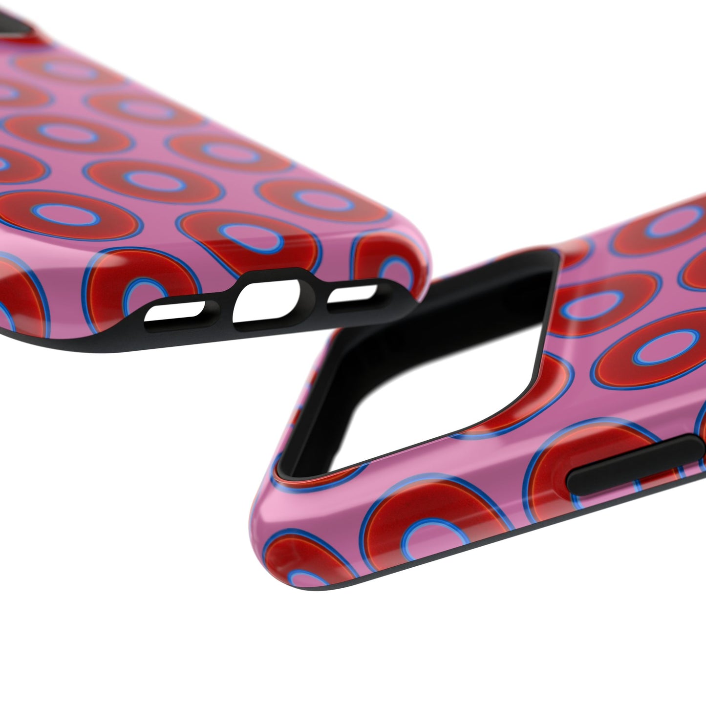 Impact-Resistant Lumpy Donut Case - red vivid donut print w/pink background
