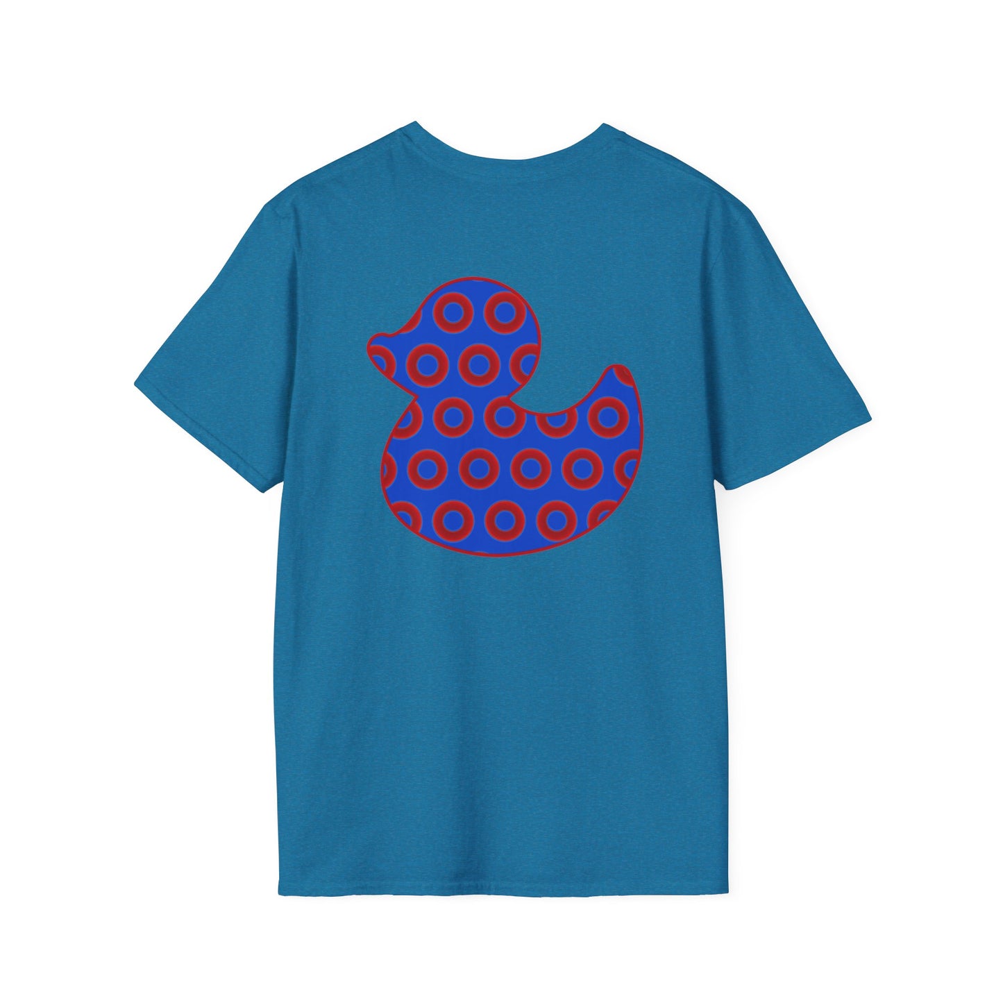 Classic Donut Tee - Unisex Soft-Style - "Rubber Ducky Bath Time Donut" - vivid red/blue donut pattern - variant 3