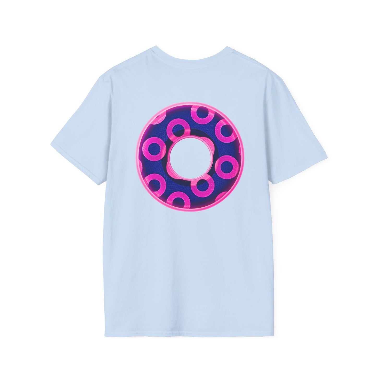 Plain Donuts/Unisex Soft-Style - "Plain Rustic Paradoxical Donuts" - hot pink/dark blue donuts
