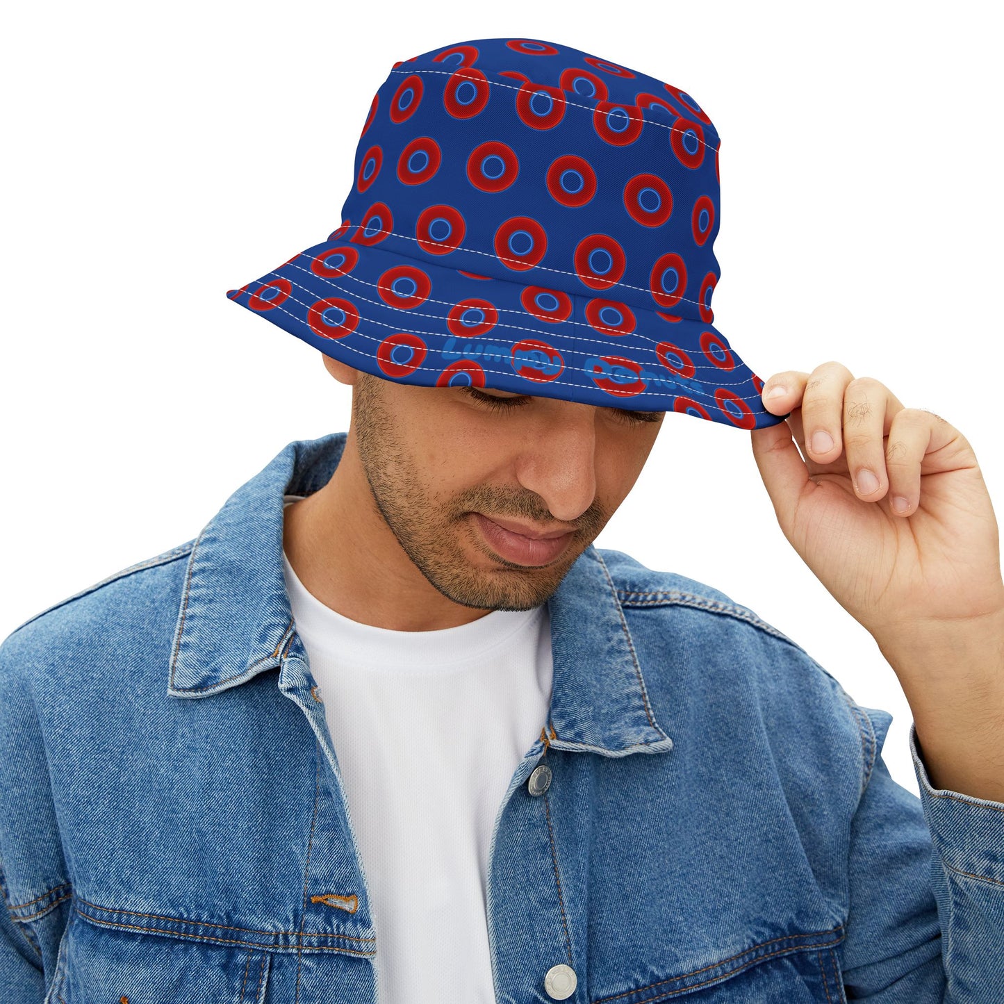 Phishermen's Cap - "Traditional Donut Print" - red/blue vivid donuts