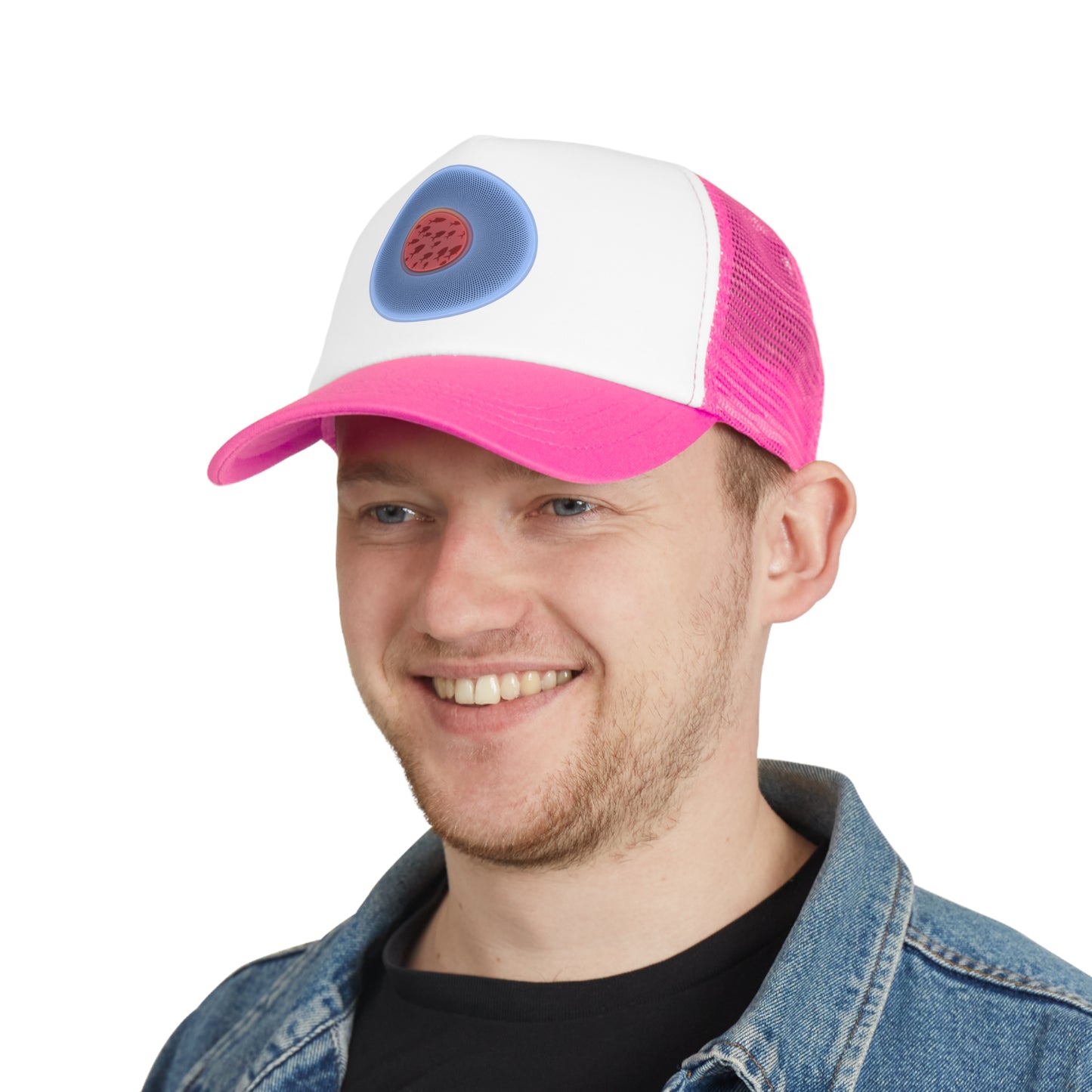 Lumpy Trucker Hat - "Donut Pastels Skool of Phishies" - variant 2 - baby blue/red