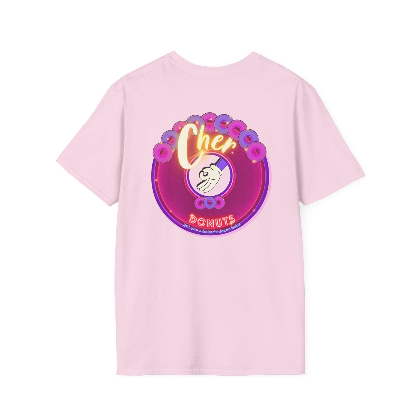 Classic Donut Tee - Unisex Soft-Style - "Chering is Caring Donut' - vivid magenta/purple donut