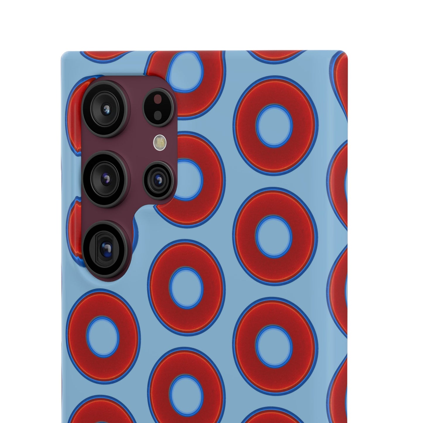 Lumpy Donut Snap Case - red vivid donut print w/sky blue background
