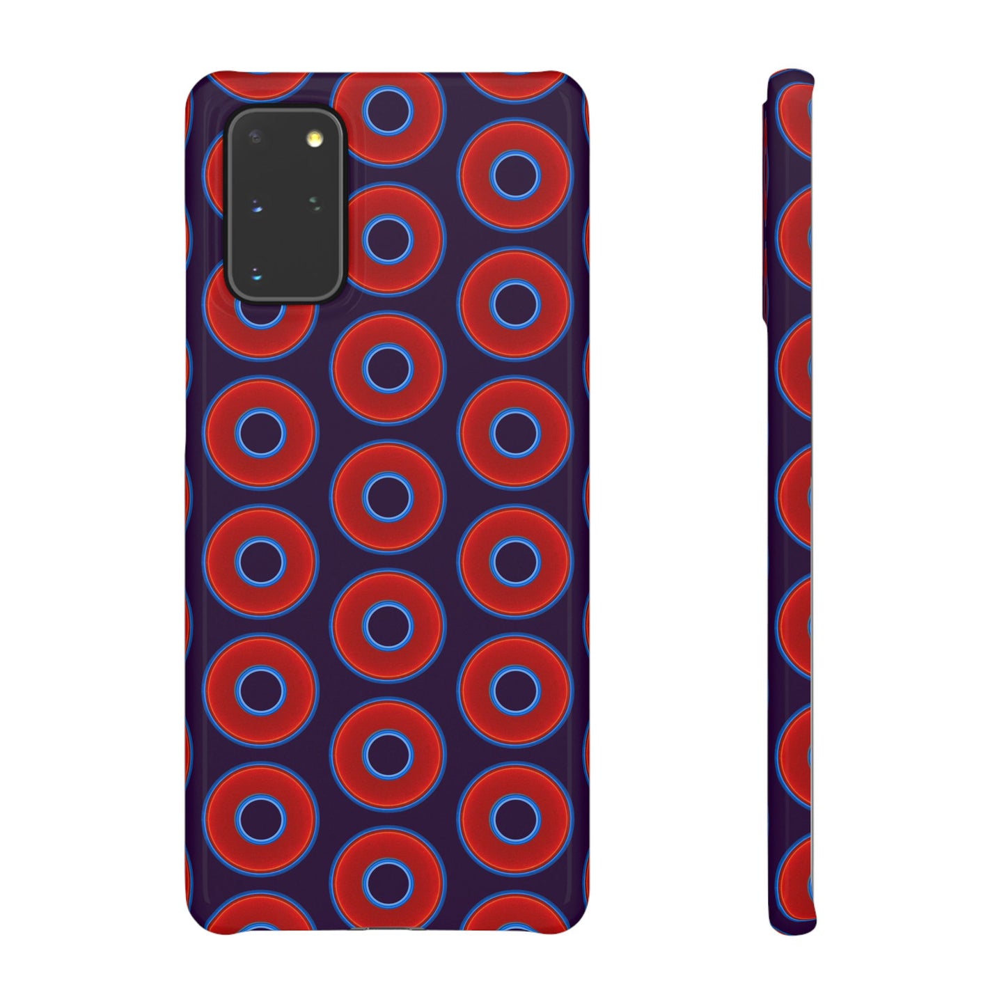 Lumpy Donut Snap Case - red vivid donut print w/midnight purple background