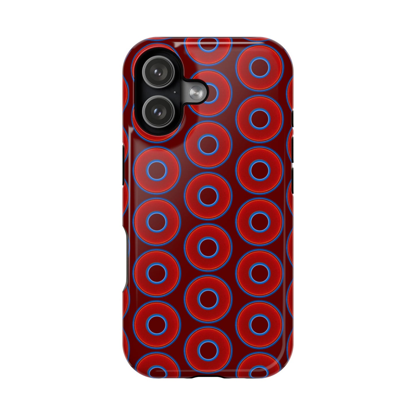 Magnetic Tough Donut Case - red vivid donut print w/dark red background