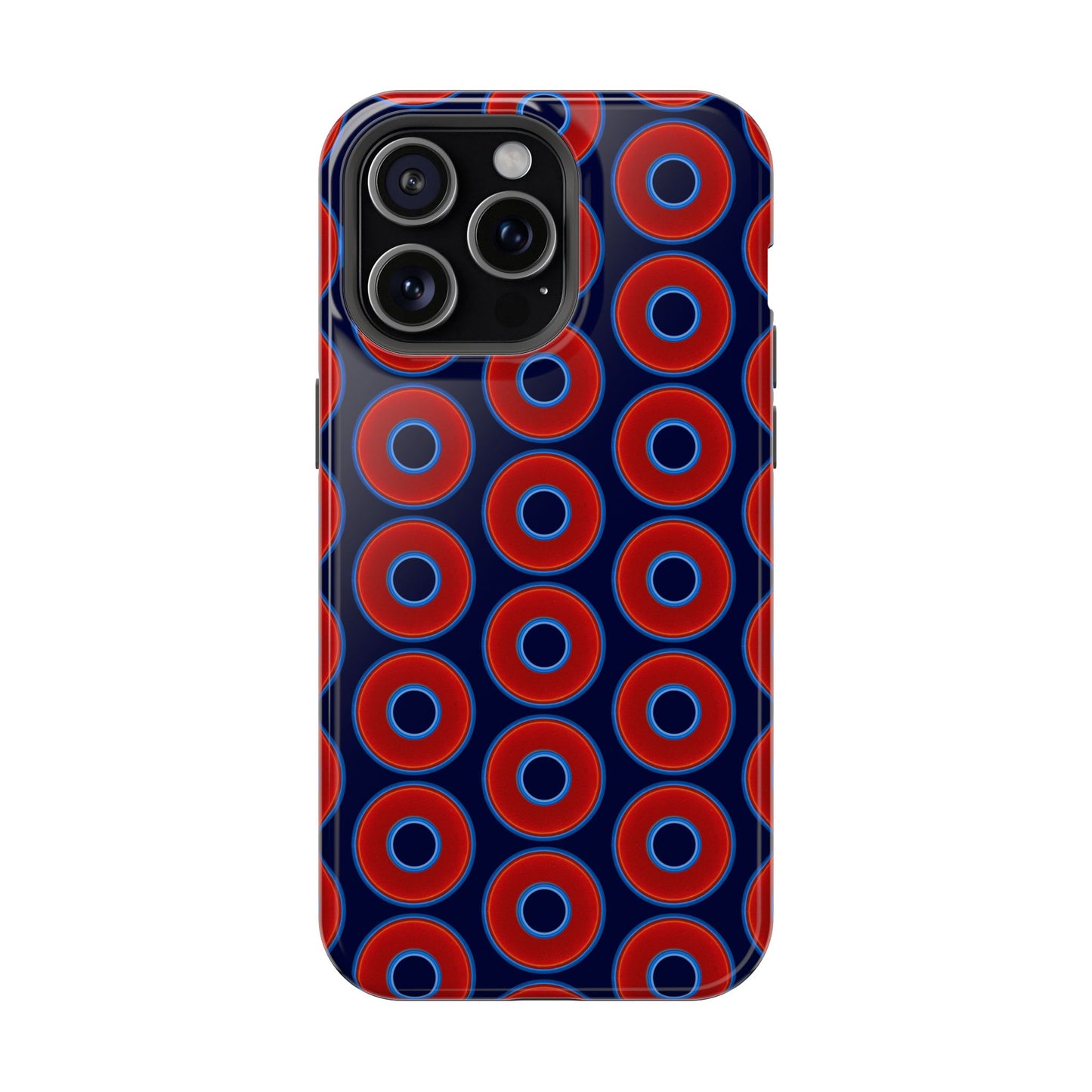 Magnetic Tough Donut Case - red vivid donut print w/dark navy blue background