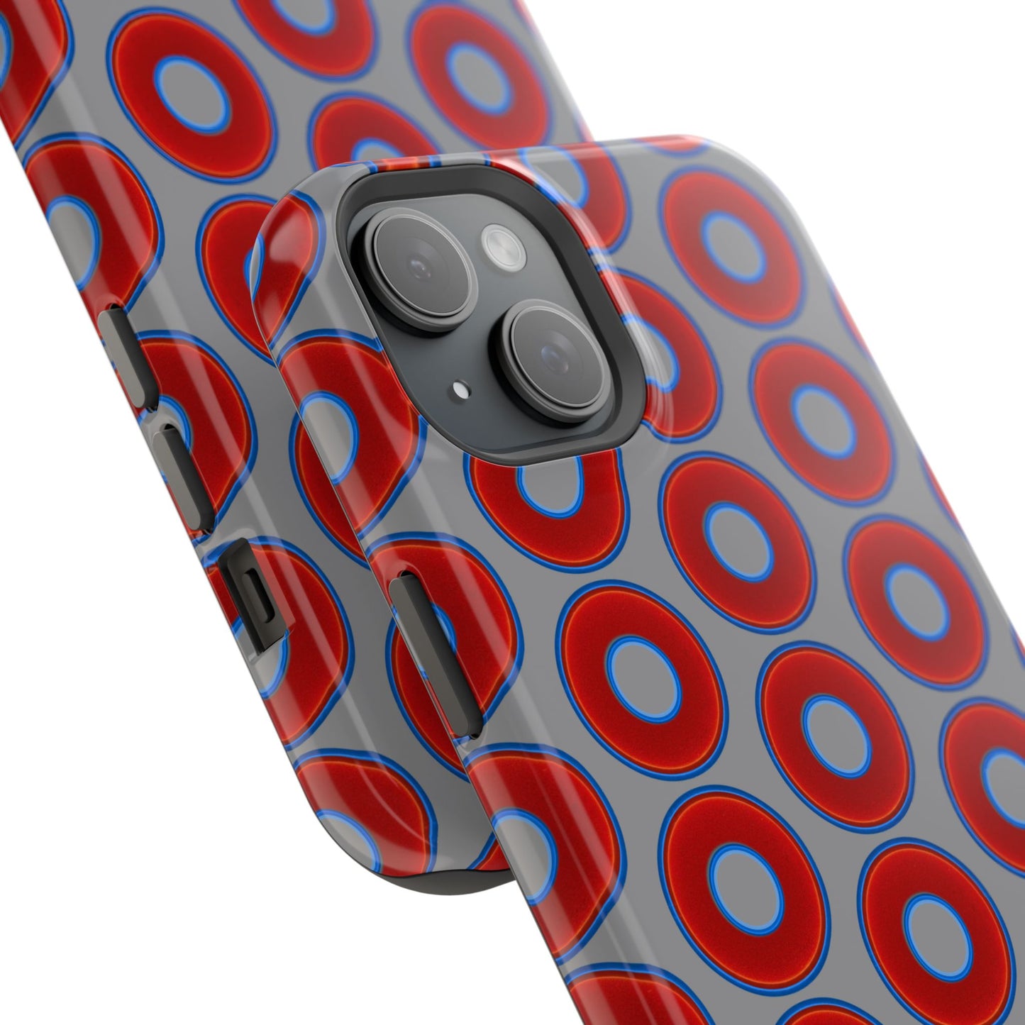 Magnetic Tough Donut Case - red vivid donut print w/gray background