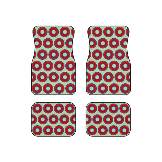 Contacted Car Mats - vivid donut print w/seafoam background