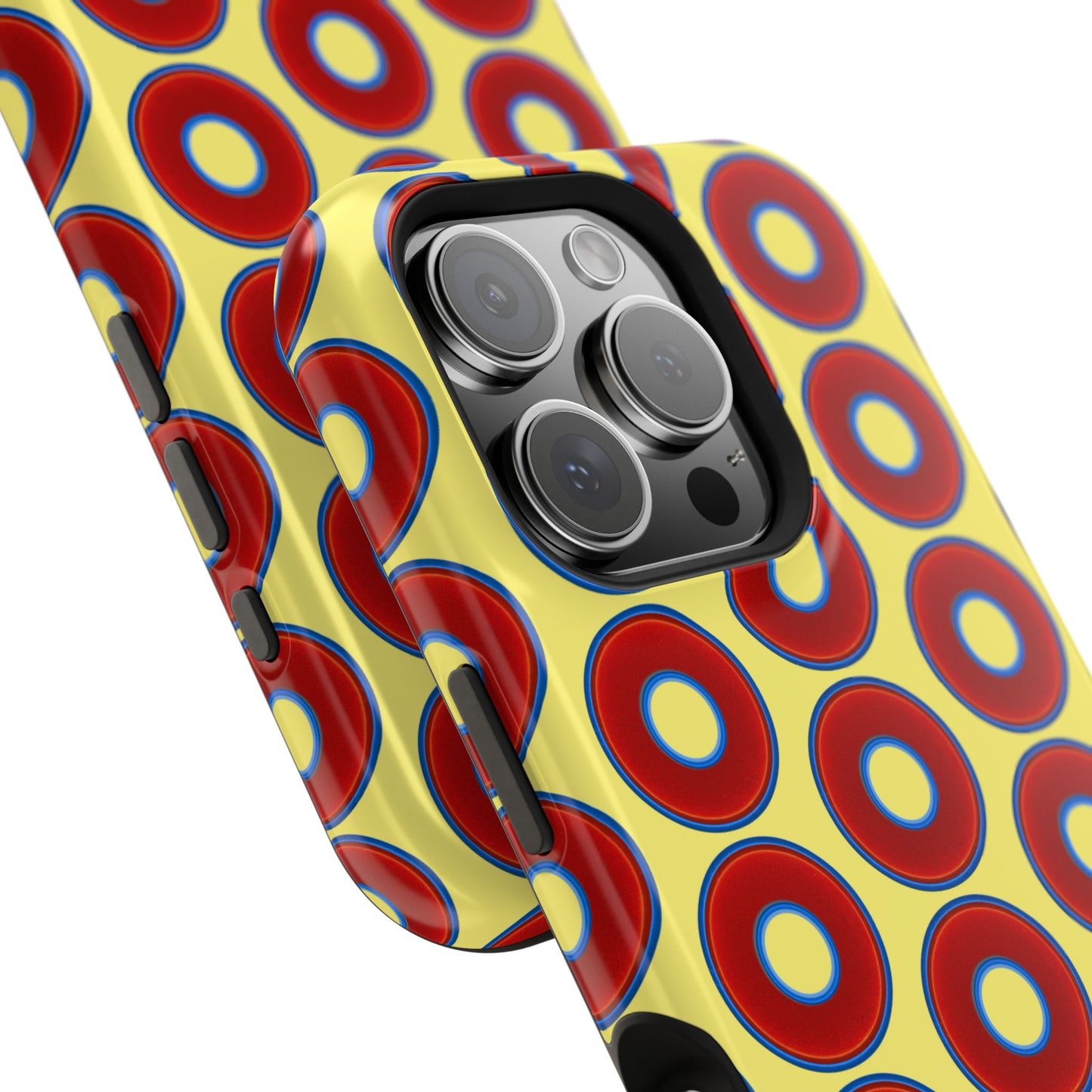 Magnetic Tough Donut Case - red vivid donut print w/yellow background