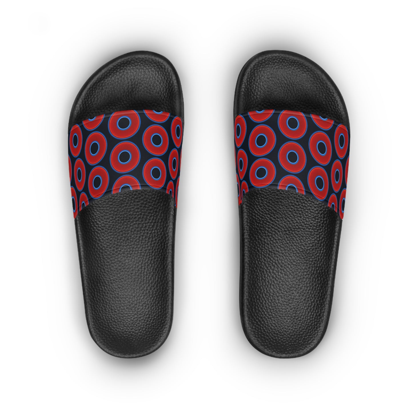 Lumpy Sandals - slip-ons - red vivid donuts w/blue charcoal background