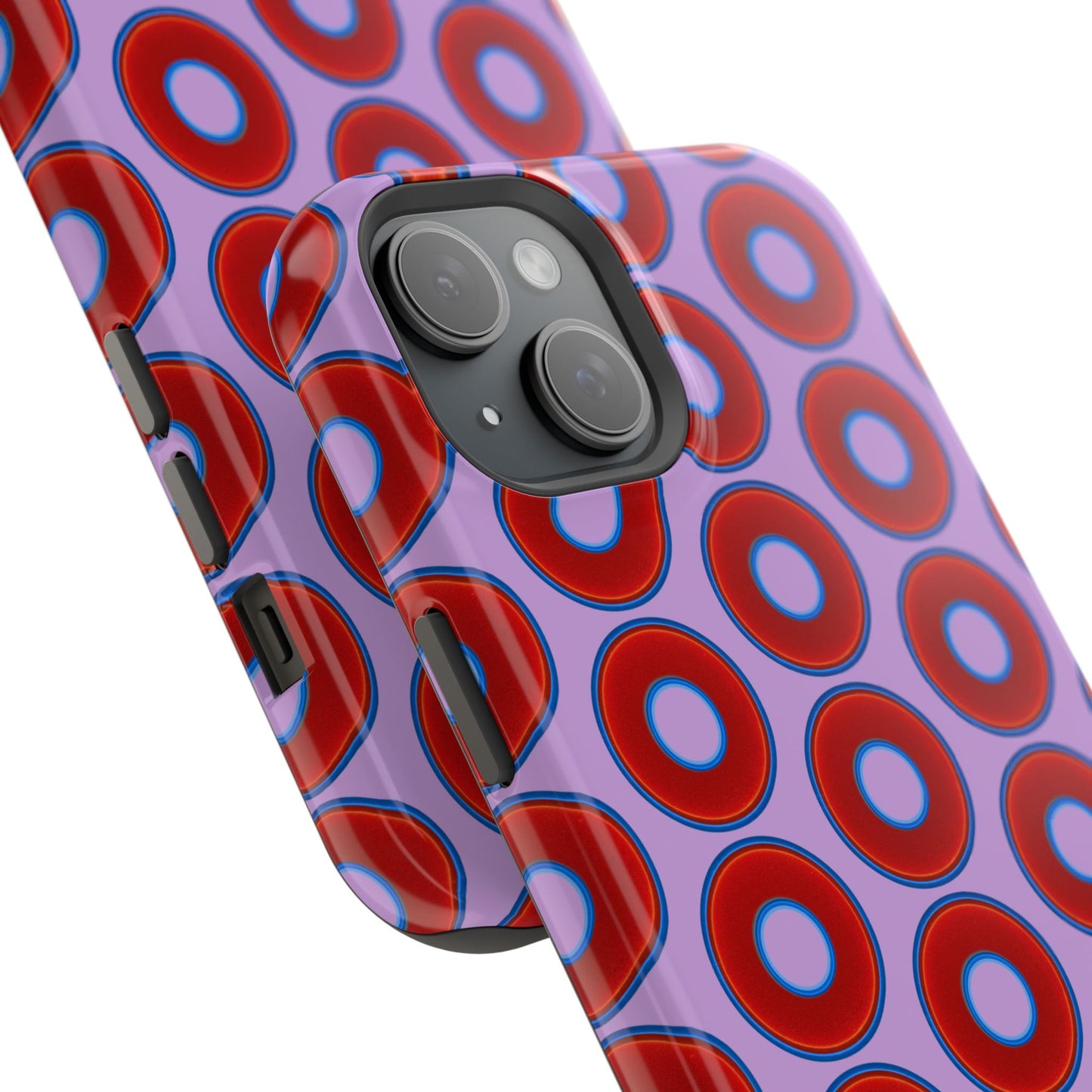 Magnetic Tough Donut Case - red vivid donut print w/wisteria purple background