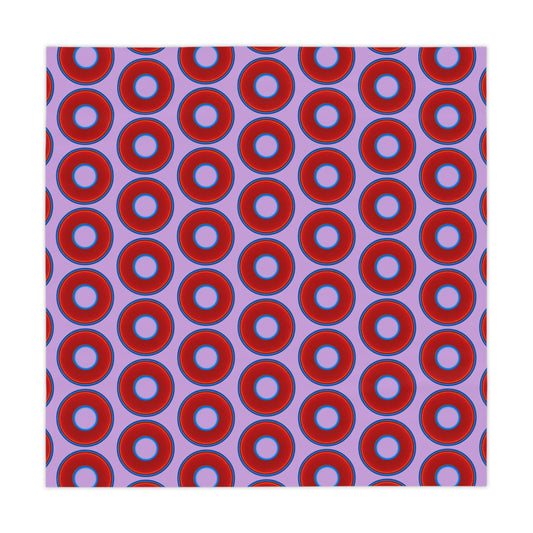 Lumpy Tablecloth - 55.1" x 55.1" - vivid red donuts w/wisteria purple background