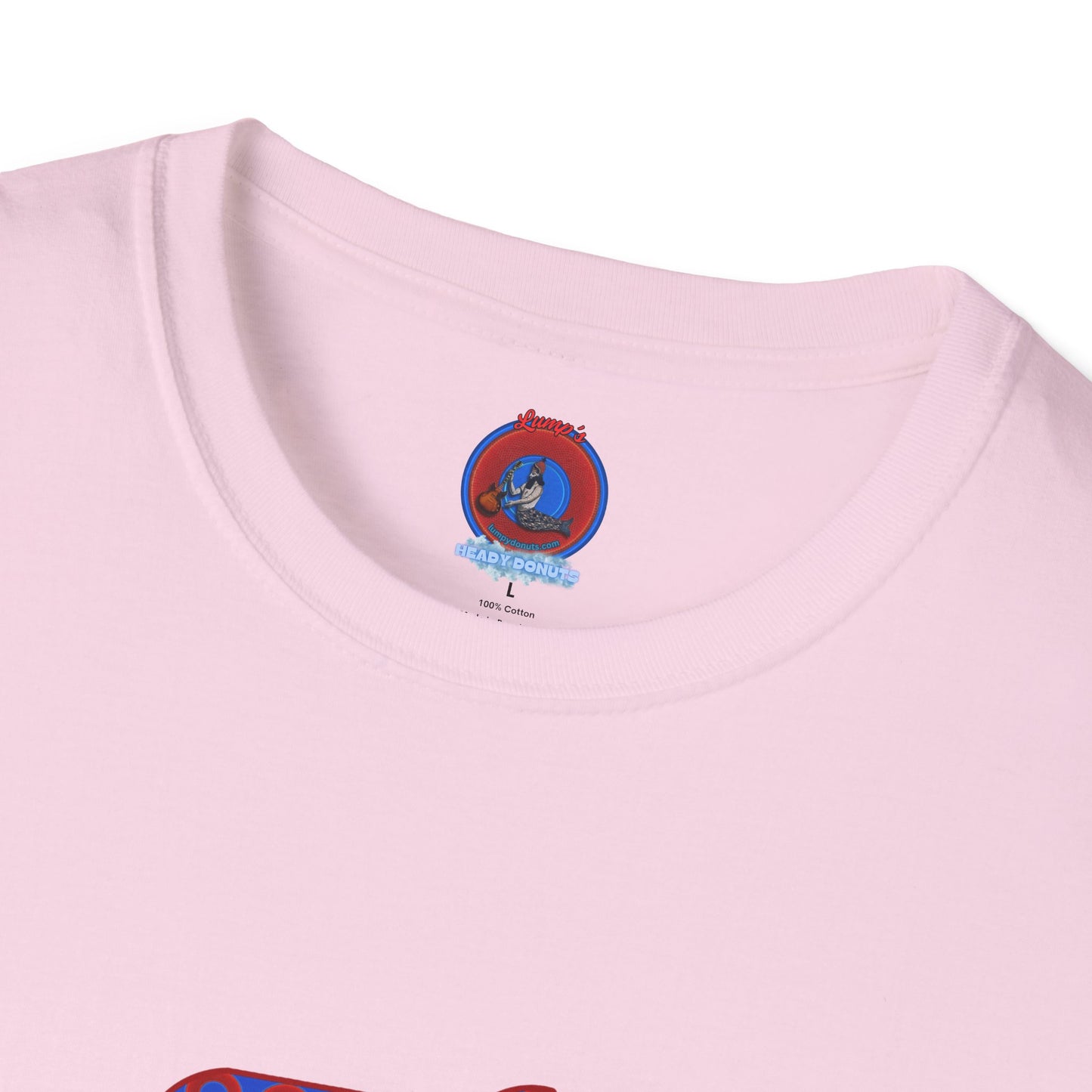 Classic Donut Tee - Unisex Soft-Style - "Guyute's Ugly Donut" - vivid red/blue donut pattern - variant 3