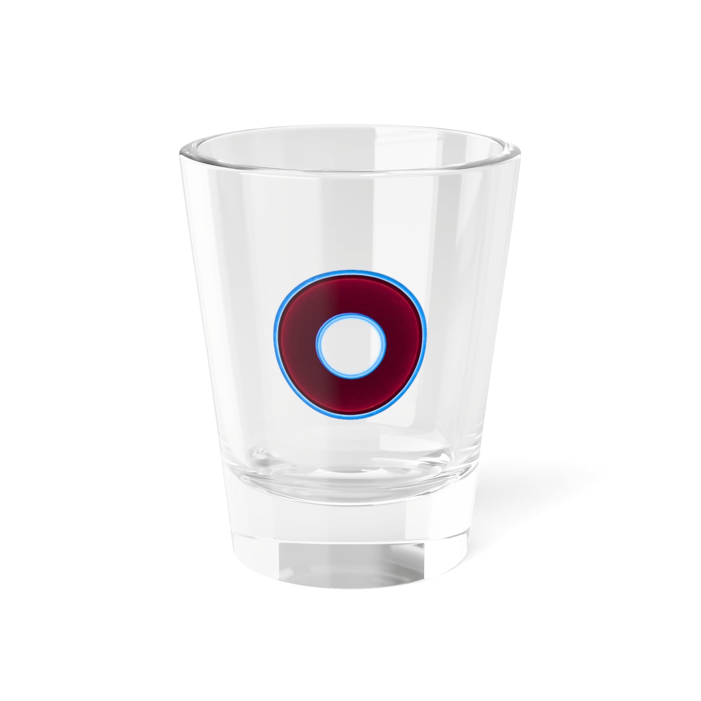 Bad Fishy Too - "Plain Vivid Burgundy/Light Blue Donut" - Shot Glass, 1.5oz
