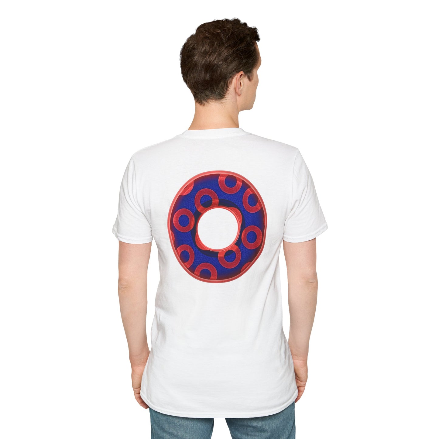 Plain Donuts/Unisex Soft-Style - "Plain Rustic Paradoxical Donuts" - red/ blue donuts