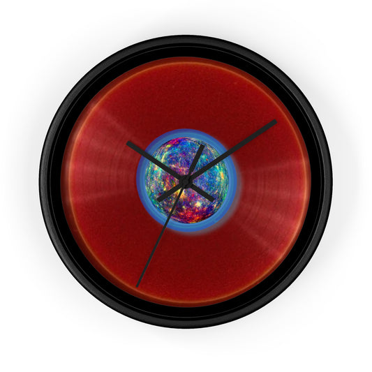 Lumpy Wall Clock - "Donuts of the Gods" - variant 1 - red vivid donut w/black background