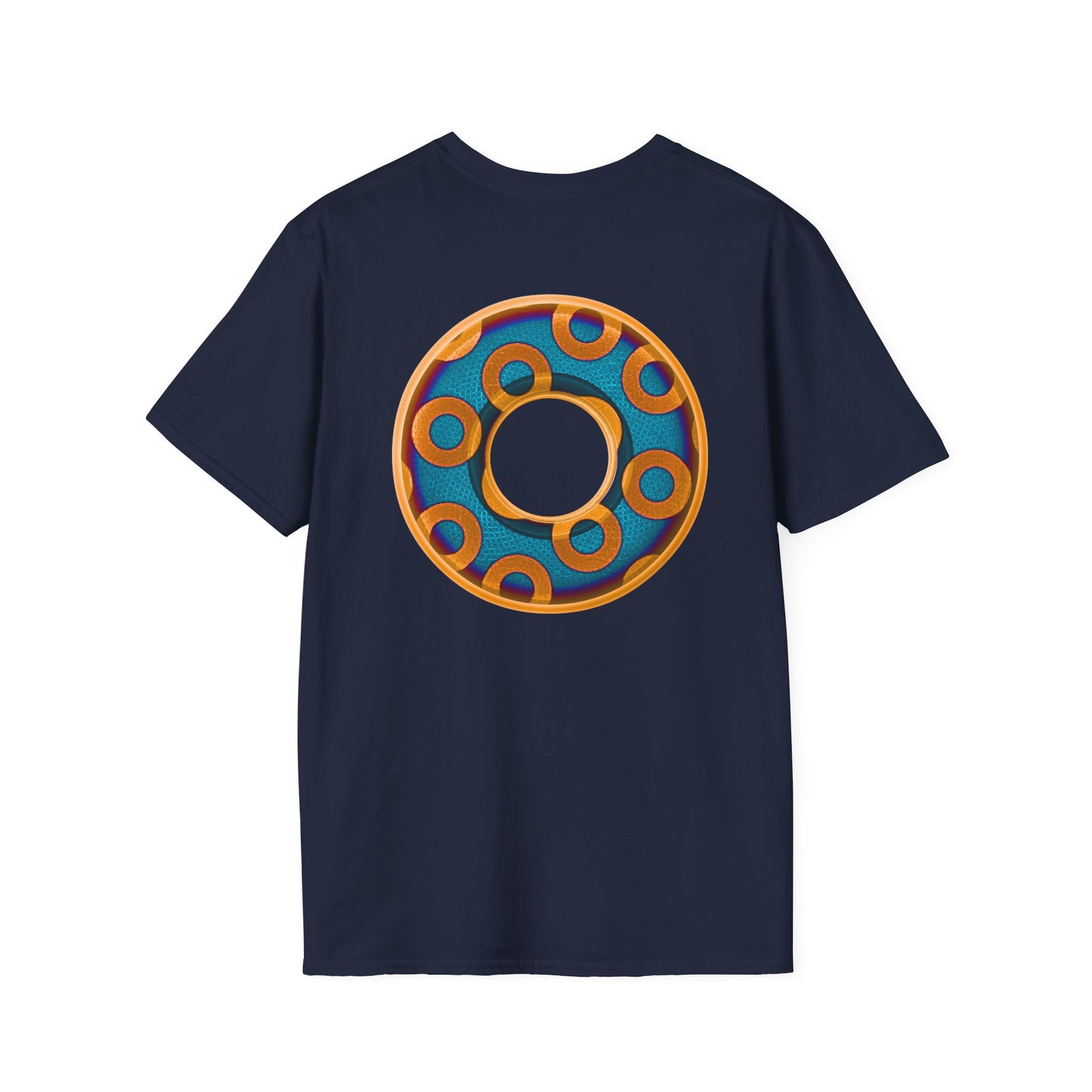 Plain Donuts/Unisex Soft-Style - "Plain Rustic Paradoxical Donuts" - light blue/orange donuts