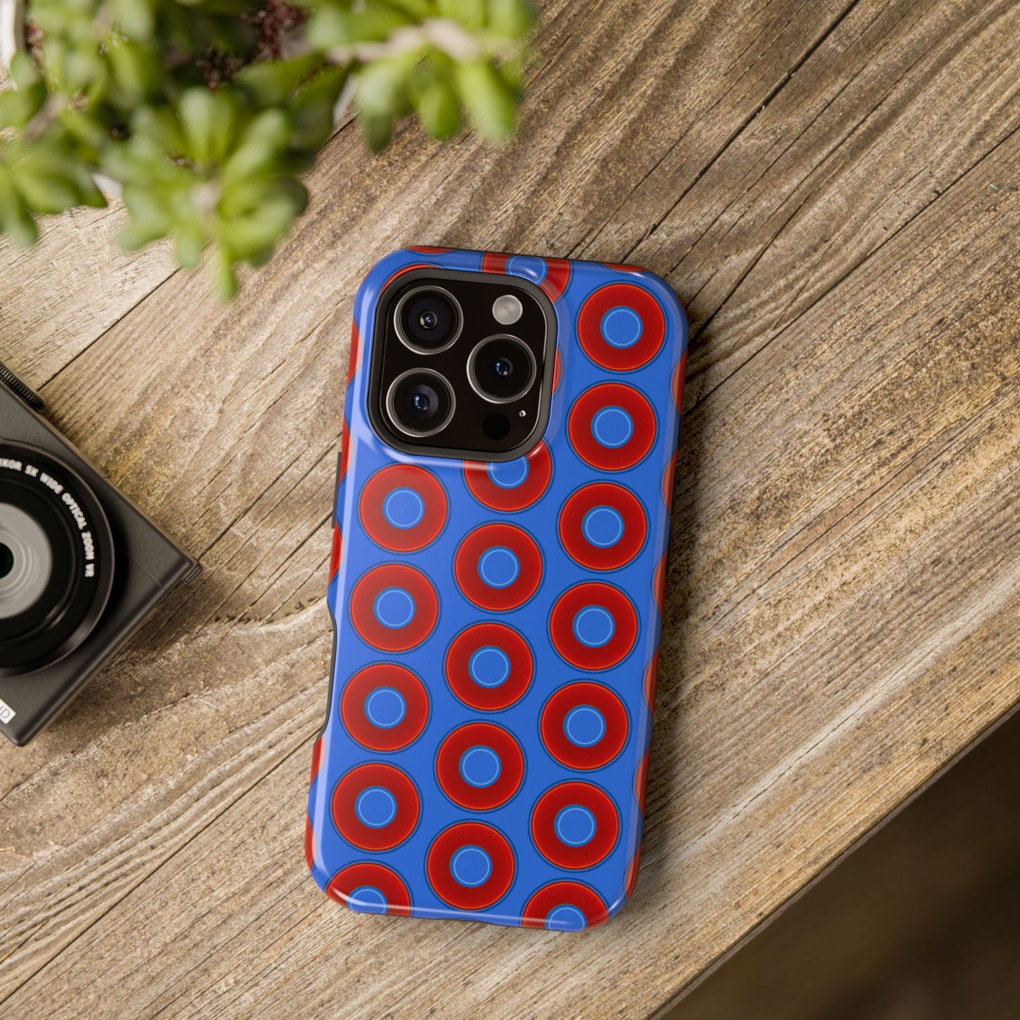 Magnetic Tough Donut Case - red vivid donut print w/medium royal blue background