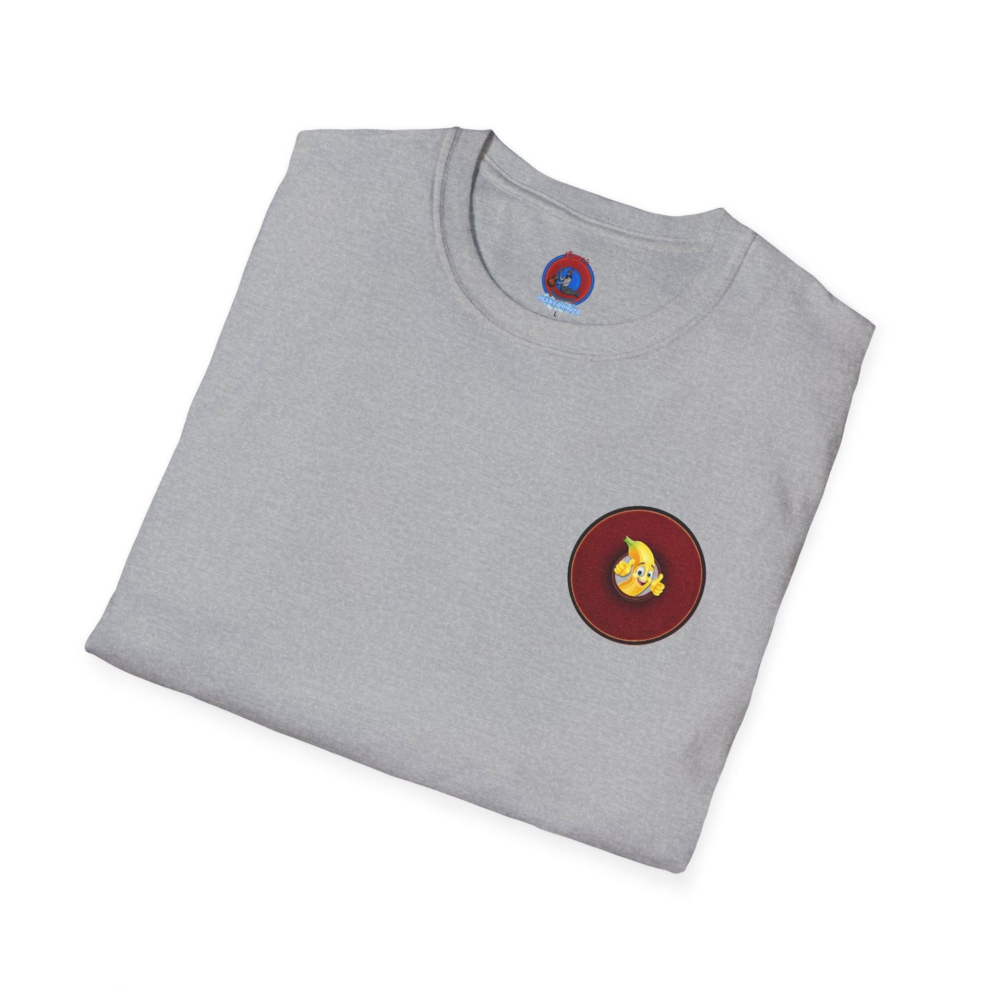 Classic Donut Tee - Unisex Soft-Style - "Dis sheet, it's bananas!" - series 1.0 - variant 4- dark red donut