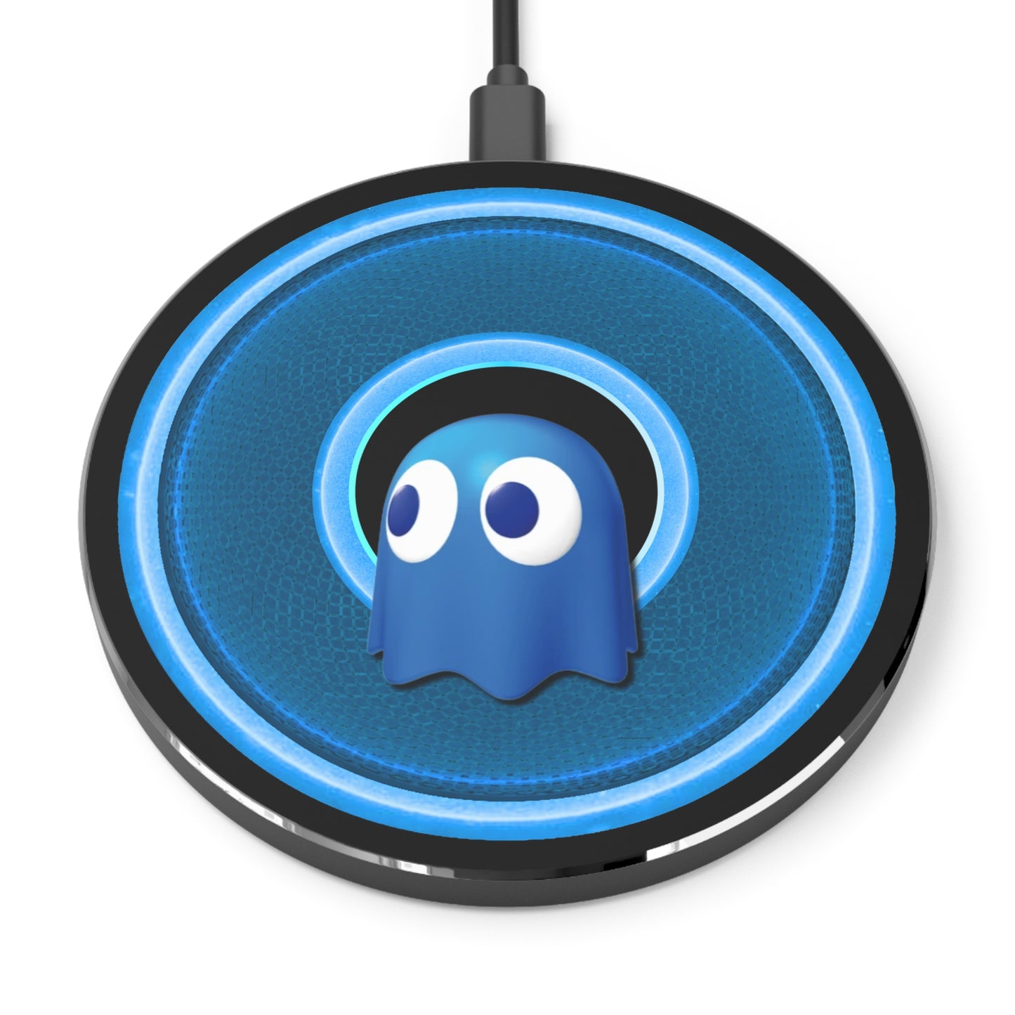 The Flow - Wireless Lumpy Donut Chargers - "Story of the Wireless Donut Charger" - rustic blue donut w/black background - variant 2