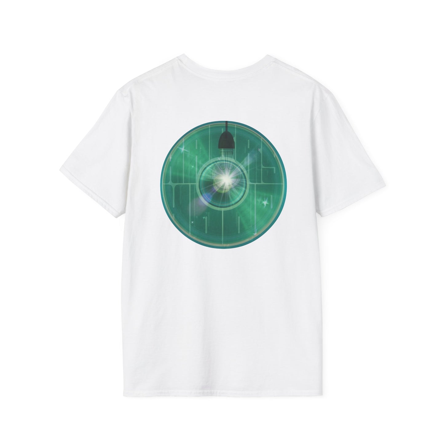 Classic Donut Tee - Unisex Soft-Style - "Harry's Hoodlum Donut" - series 1.0  - variant 4 - lights on/green donut(s)