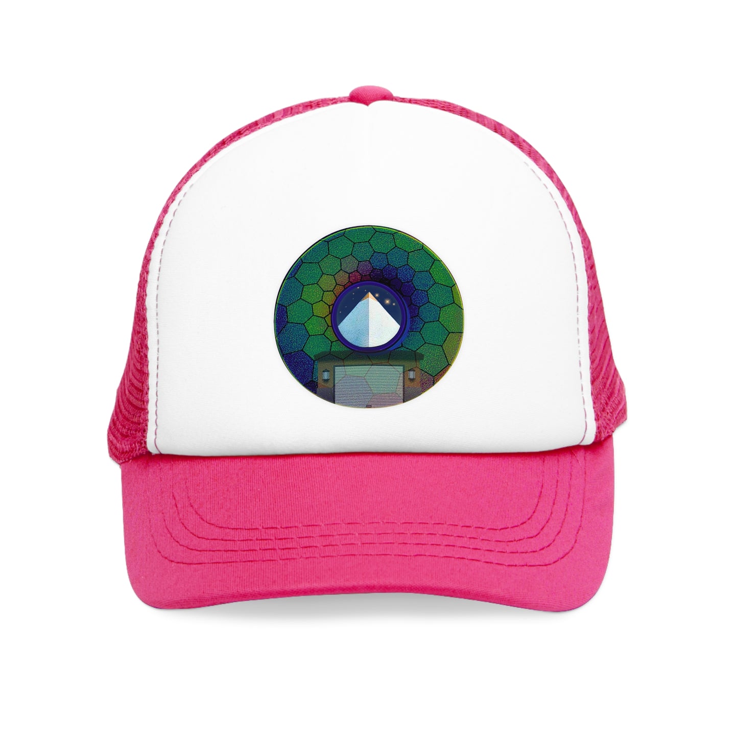 Lumpy Trucker Hat - "Limestone Blocks so Large" - variant 7 - green hexadonut w/2 car garage