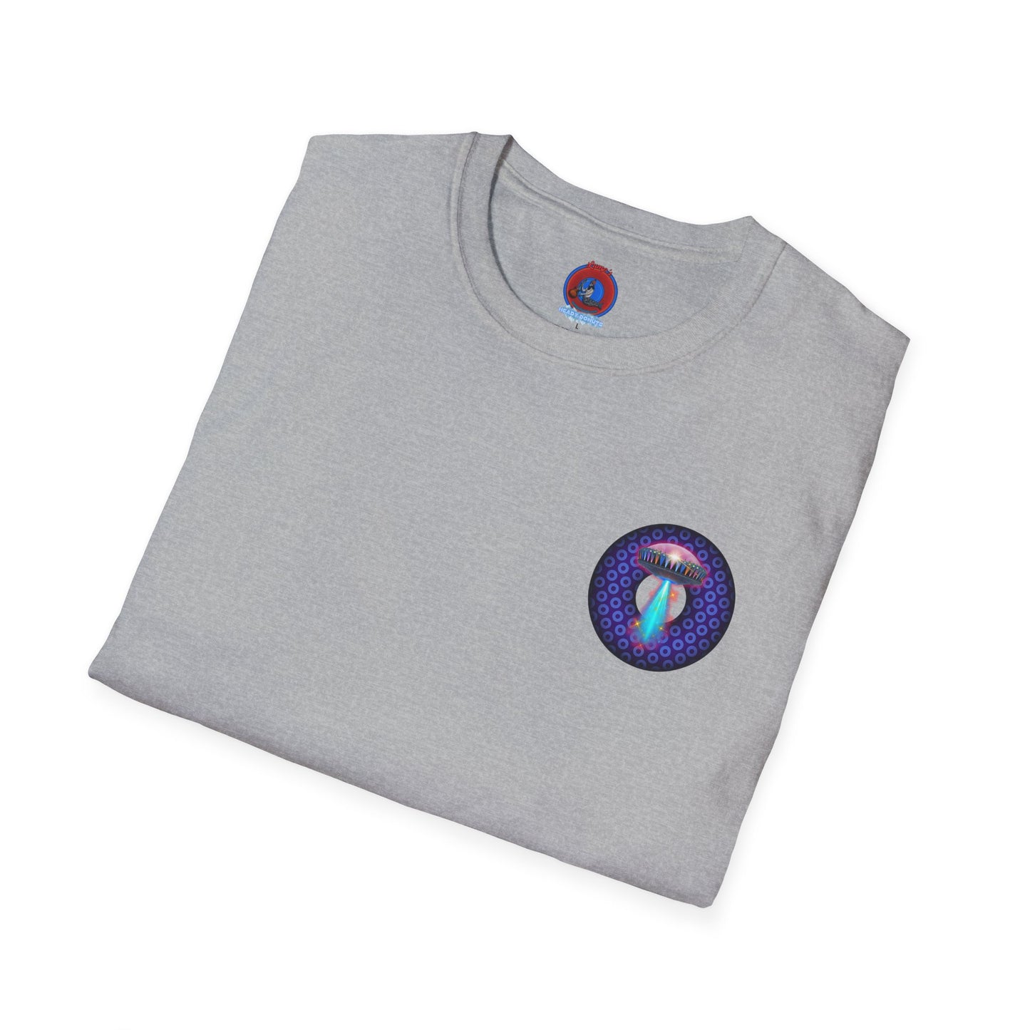 Classic Donut Tee - Unisex Soft-Style - "Donuts now Served on the Mothership" - series 1.0  - variant 5  - purple/violet paradoxical donut