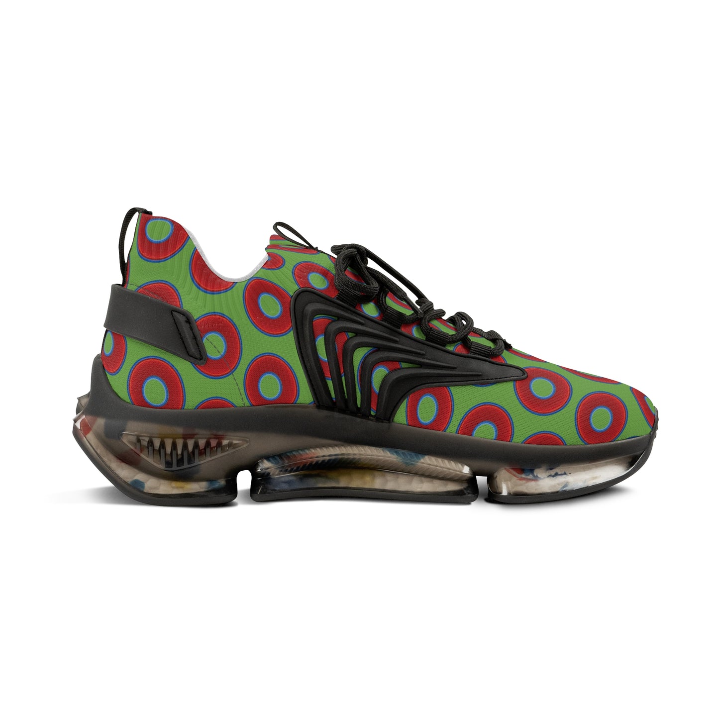 Donut Kicks - red vivid donut print w/light green background