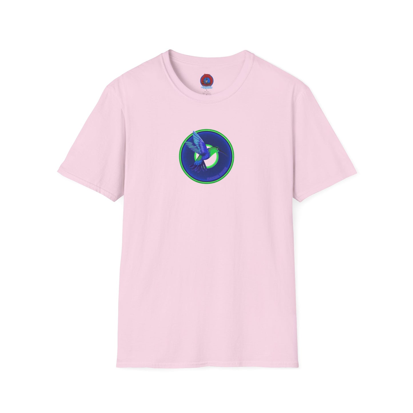 Classic Donut Tee - Unisex Soft-Style - "Invitation for Donuts & Tea" - vivid blue/green donut