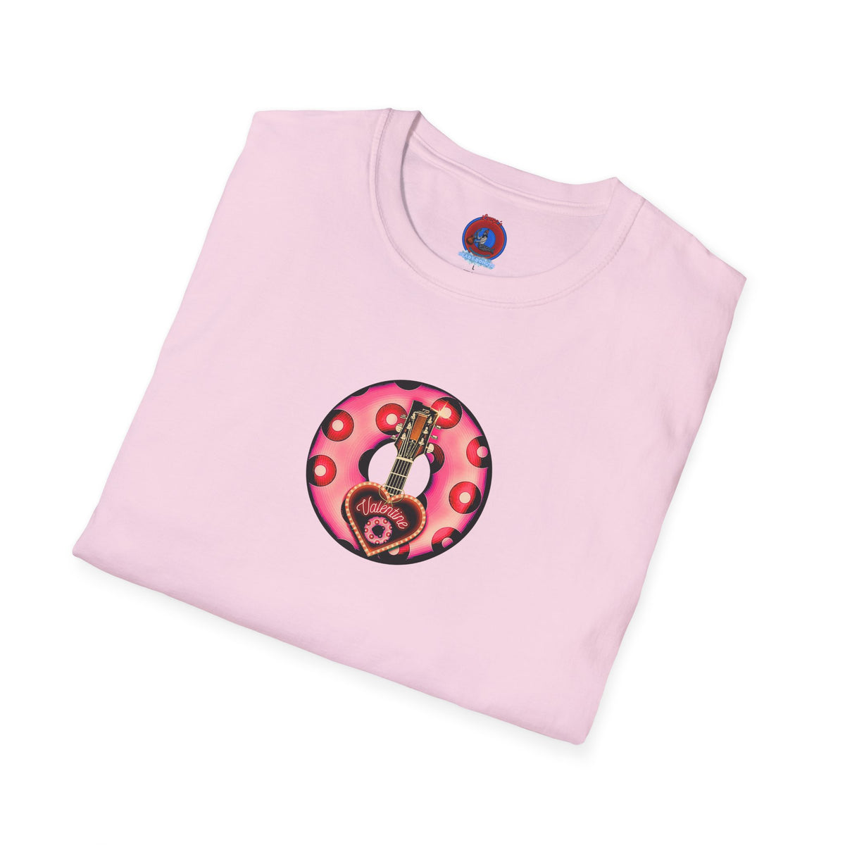 Classic Donut Tee - Unisex Soft-Style - "Would You Be My Donut?" - paradoxical faded magenta/red donut - variant 1