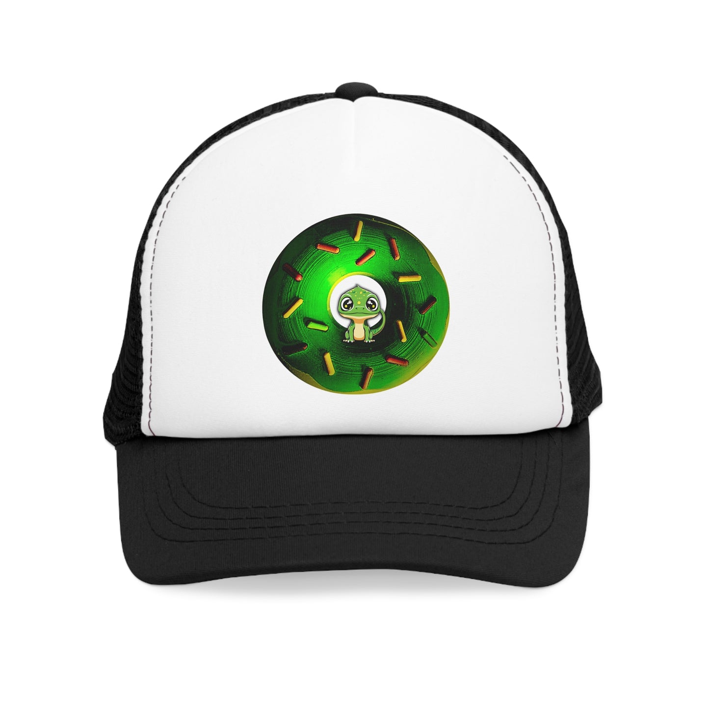 Lumpy Trucker Hat - "The Lizardful Donut" - green donut