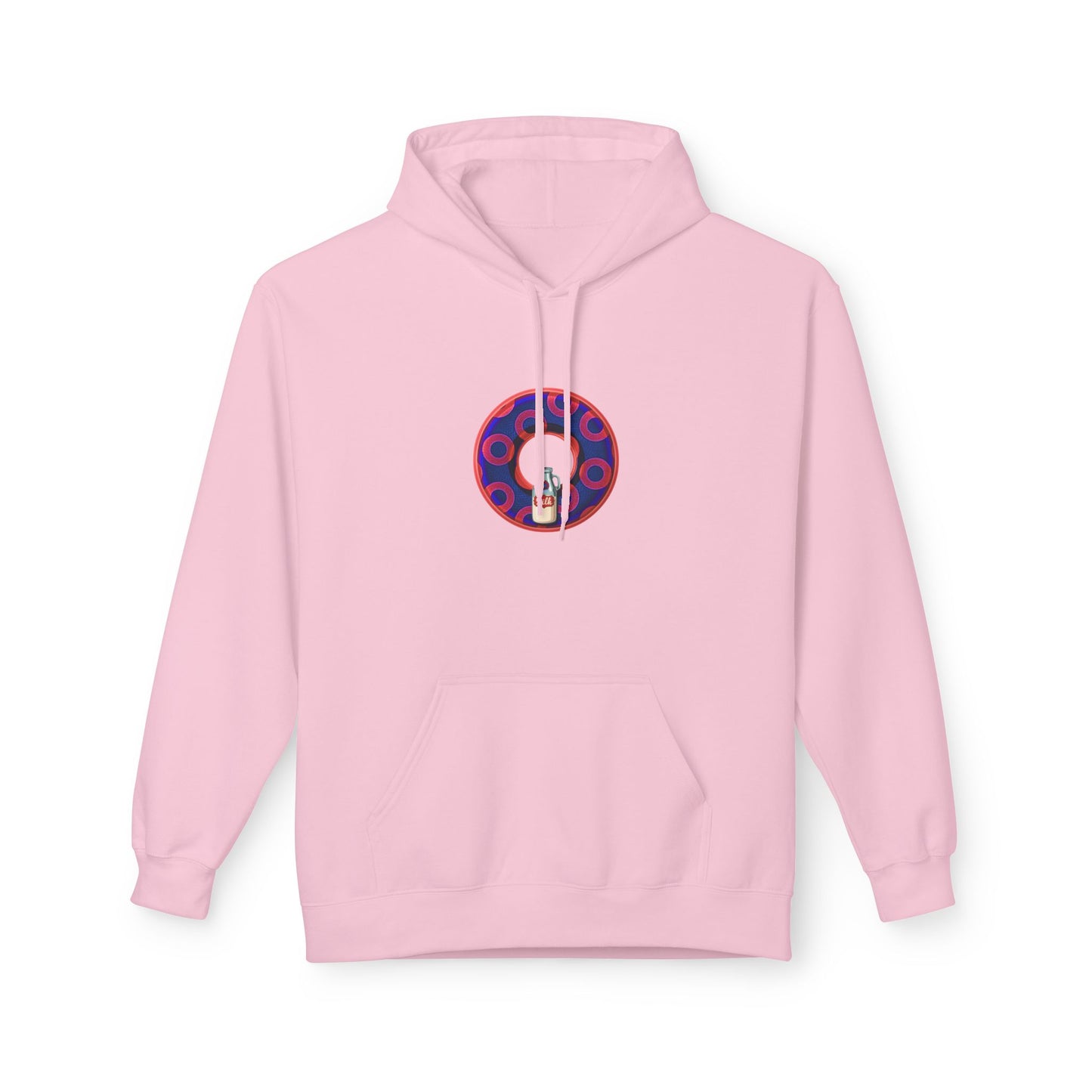 Fleece Harry Hoodies [Midweight Soft-style] - "Wooked Cream Dairy - YEMSG Donut" - electric blue/red rustic paradox donut - variant 2