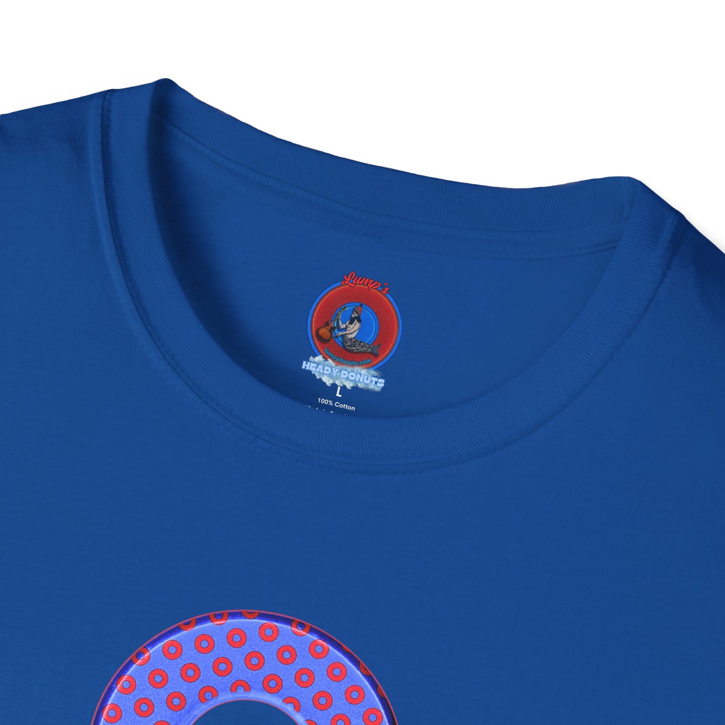 Plain Donuts/Unisex Soft-Style - "Plain Electric Paradoxical Donuts" - bright royal blue/red coral donuts