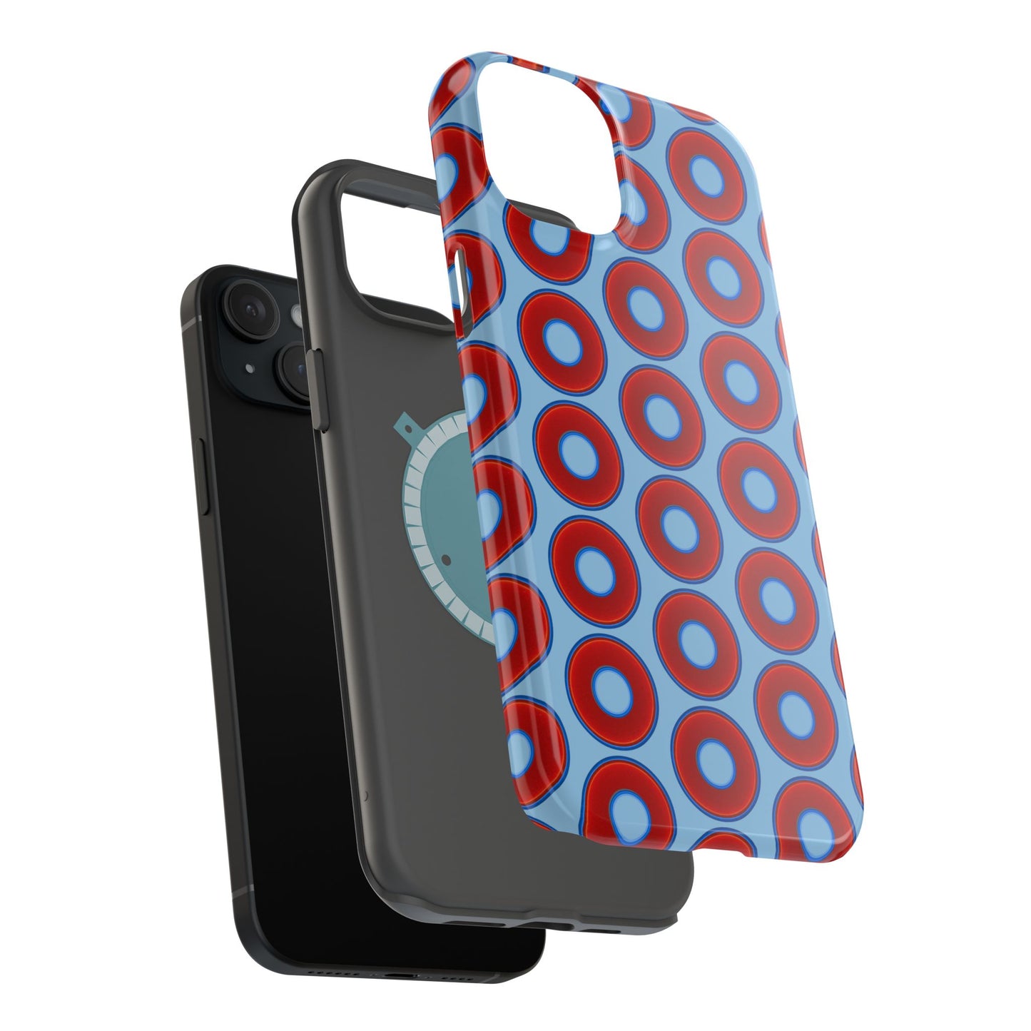 Magnetic Tough Donut Case - red vivid donut print w/sky blue background