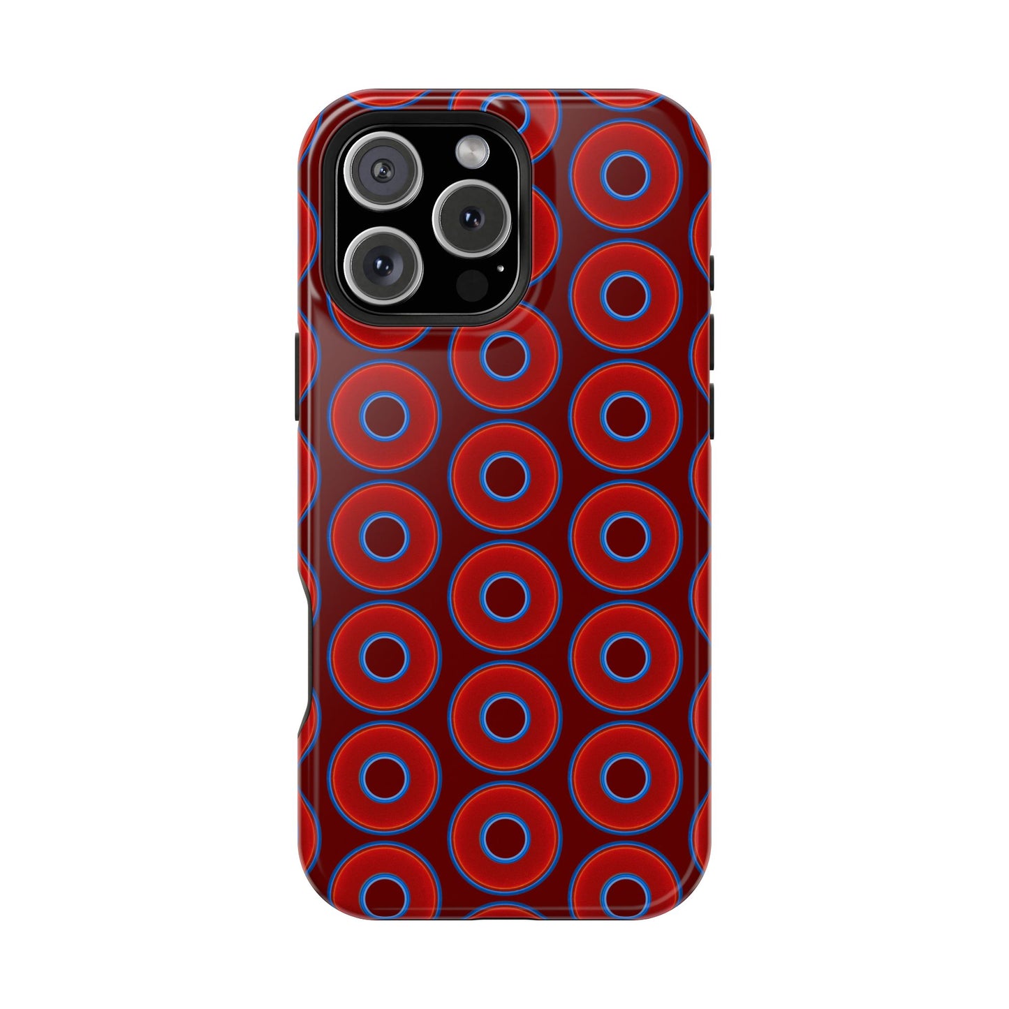 Magnetic Tough Donut Case - red vivid donut print w/dark red background