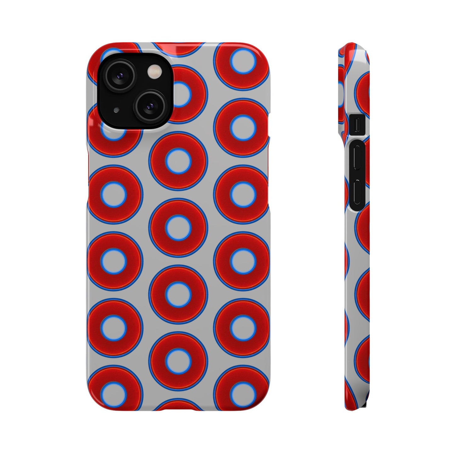 Lumpy Donut Snap Case - red vivid donut print w/light gray background