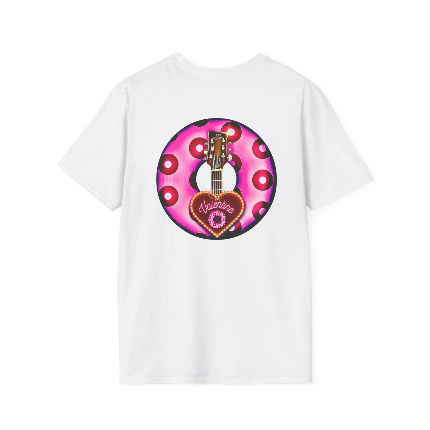 Classic Donut Tee - Unisex Soft-Style - "Would You Be My Donut?" - paradoxical bubblegum pink/red donut - variant 2