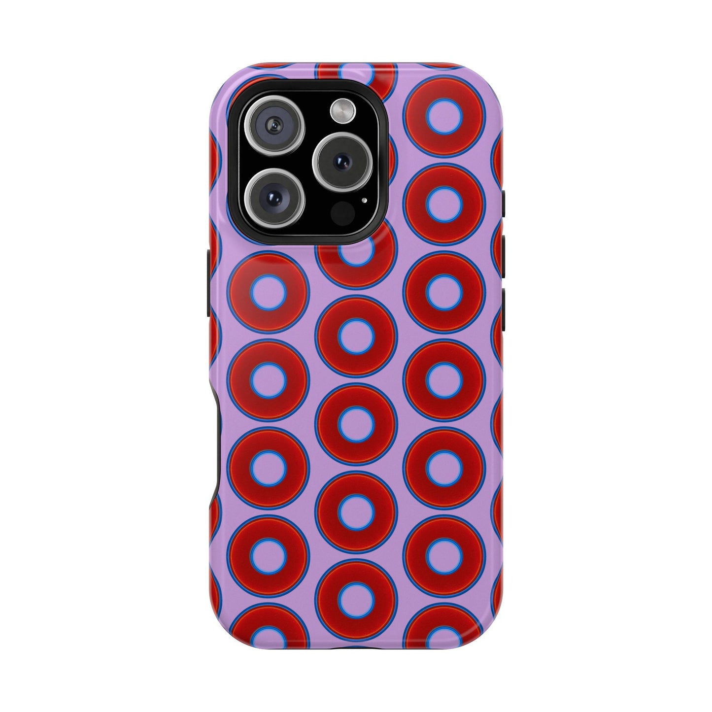 Magnetic Tough Donut Case - red vivid donut print w/wisteria purple background