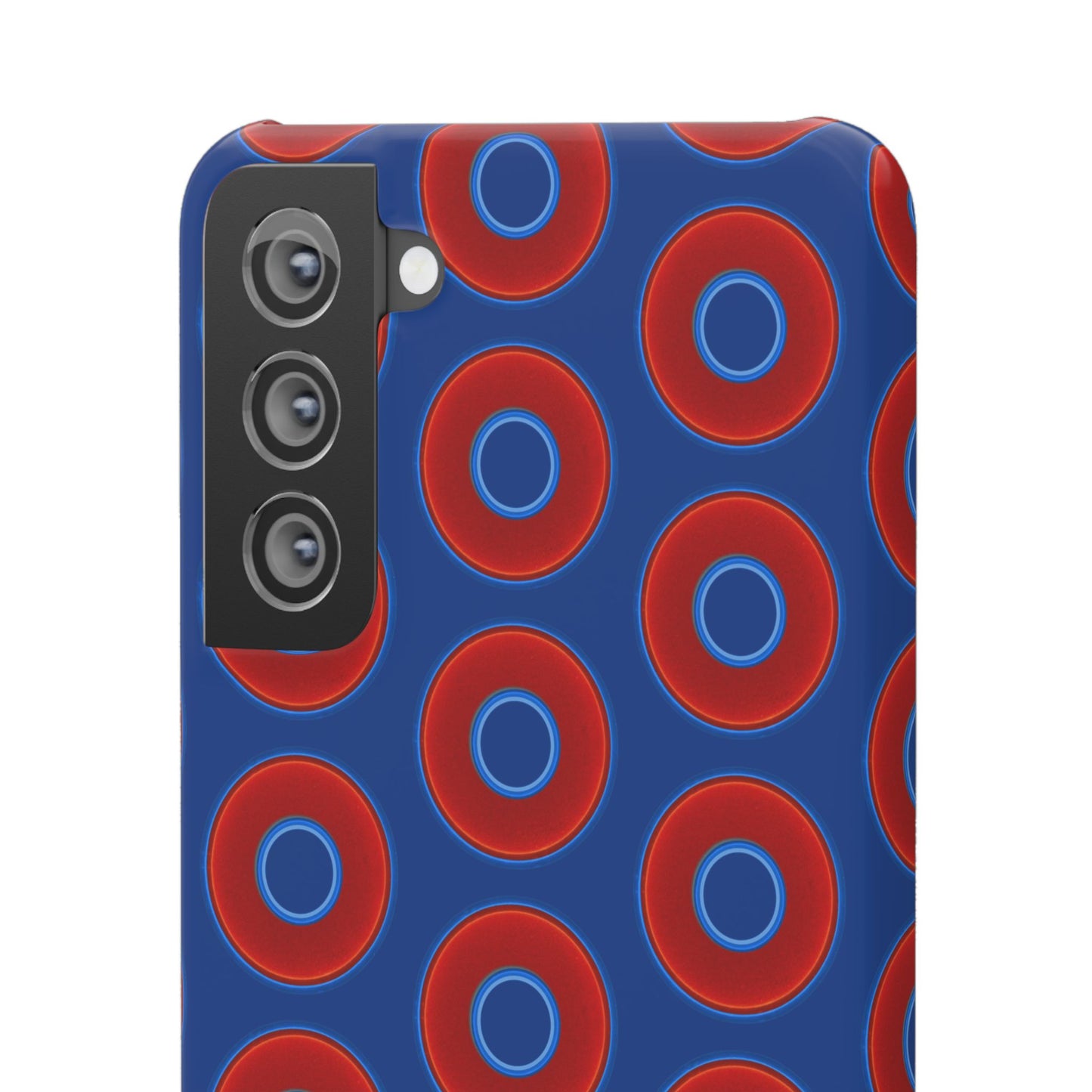Lumpy Donut Snap Case - red vivid donut print w/dark blue background