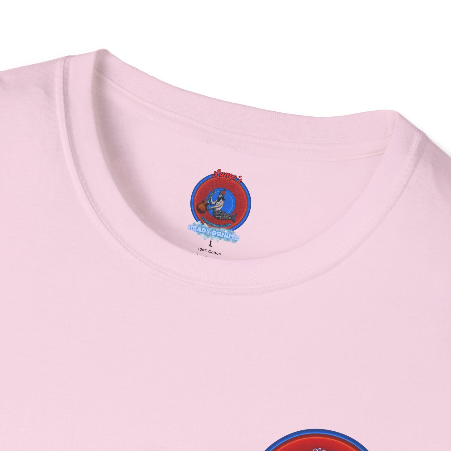 Classic Donut Tee - Unisex Soft-Style - "Phishmas Caroler's Tee " - vivid red/blue donut - variant 4