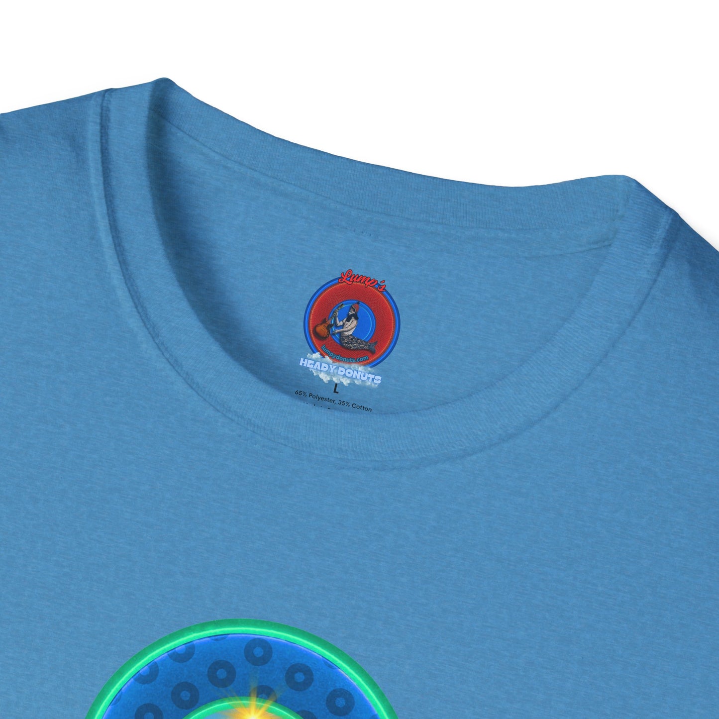 Classic Donut Tee - Unisex Soft-Style - "Devil's Drowning Donuts" - blue/green paradox donut