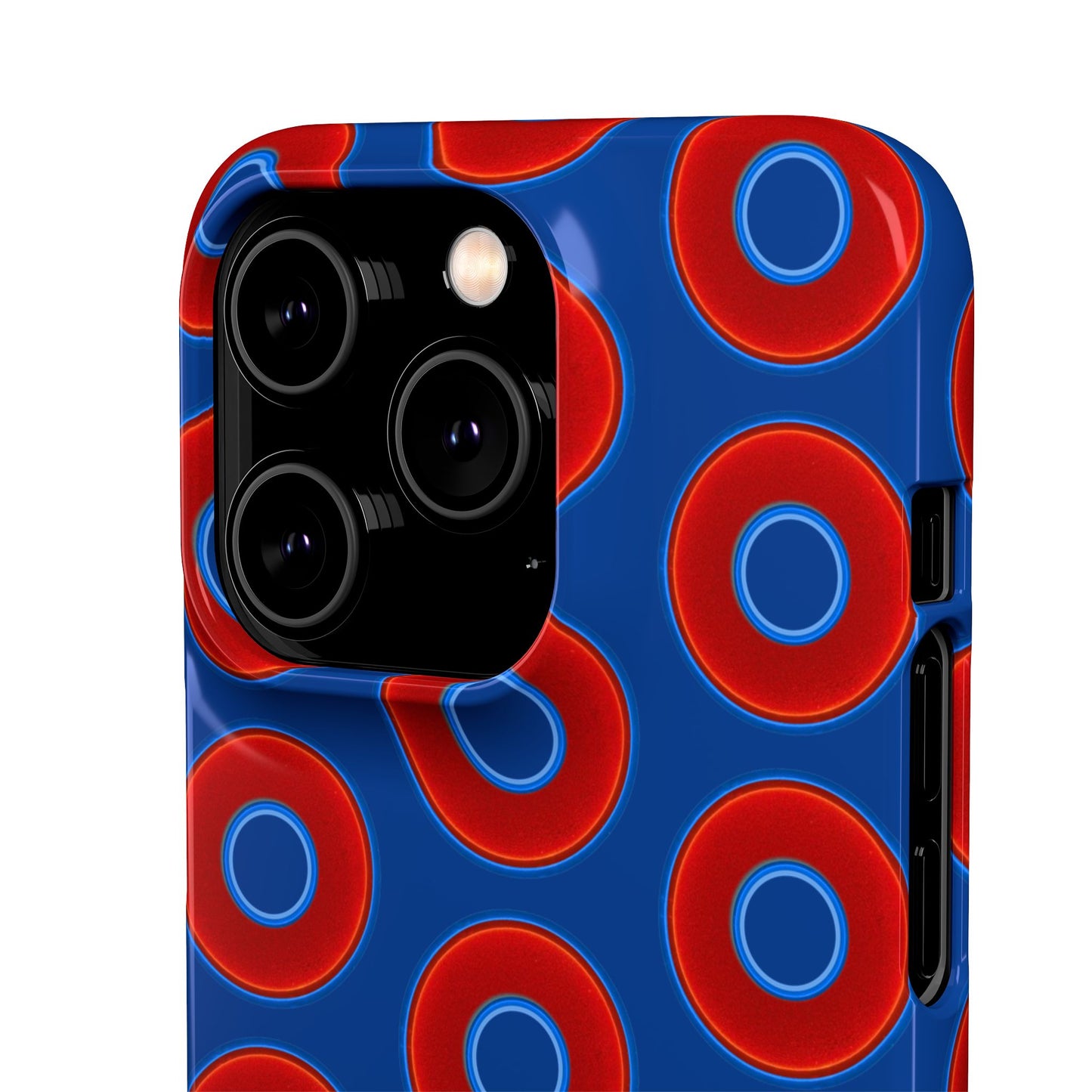 Lumpy Donut Snap Case - red vivid donut print w/dark blue background