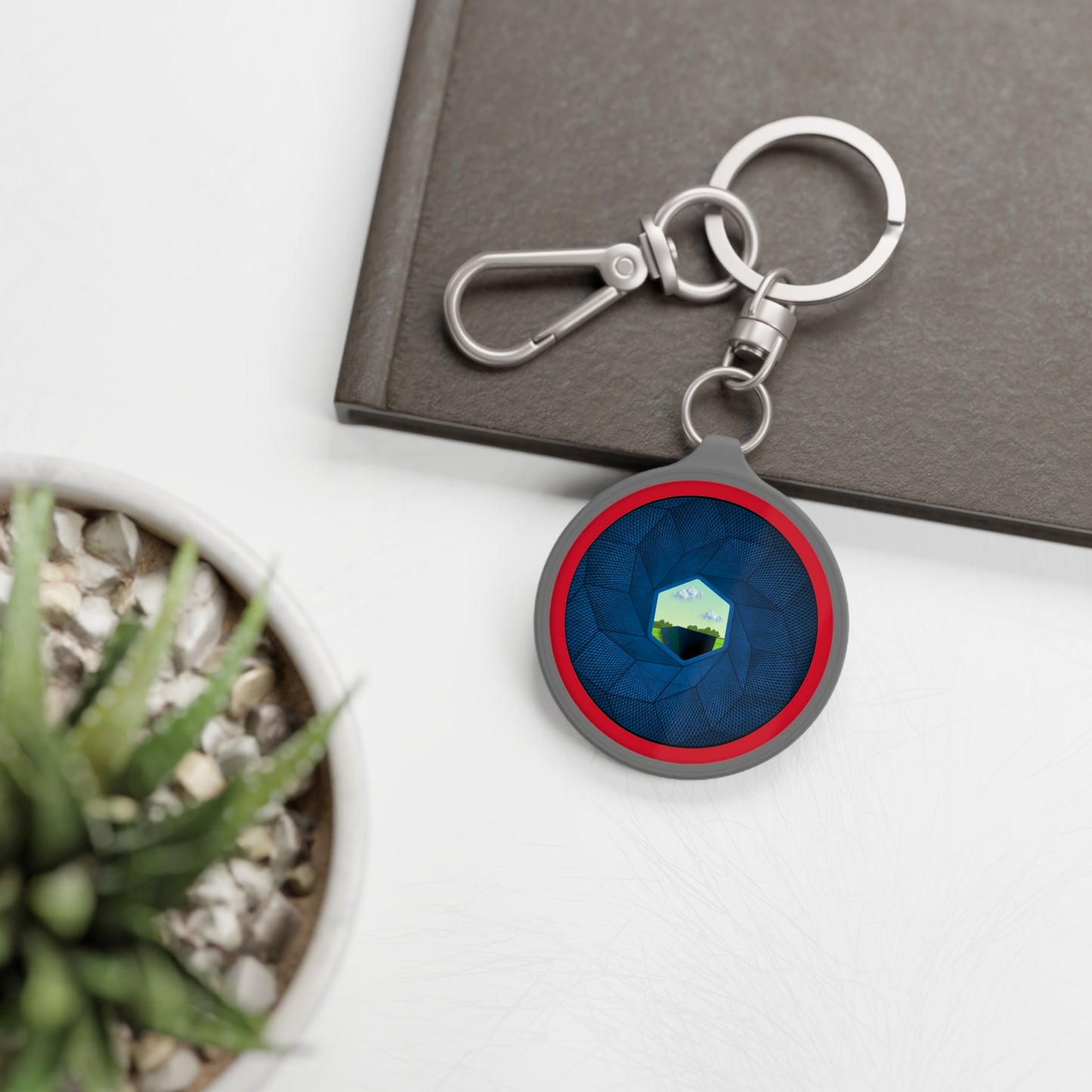Lumpy Donut Keychain - "Rhombus Cubed? Mind Blown " - series 1.0 - blue cubed donut