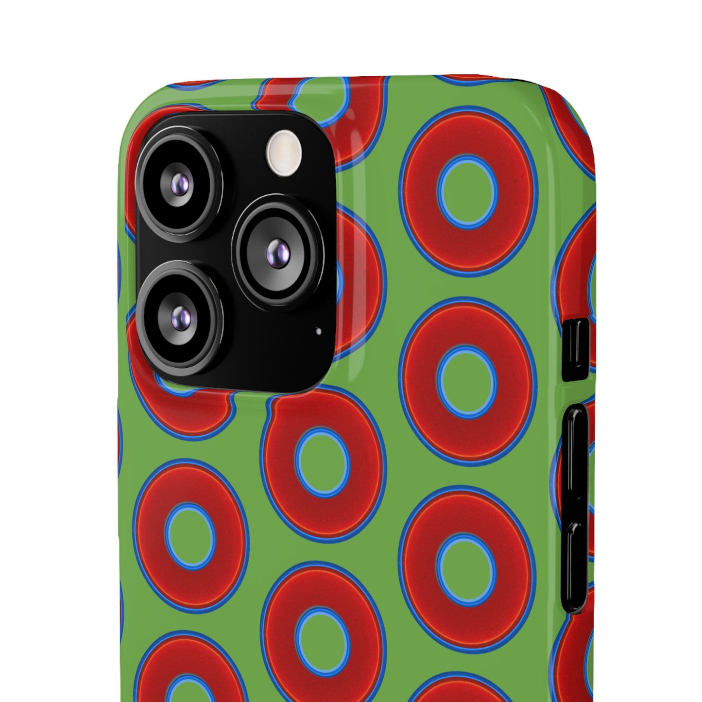 <Lumpy Donut Snap Case - red vivid donut print w/light green background
